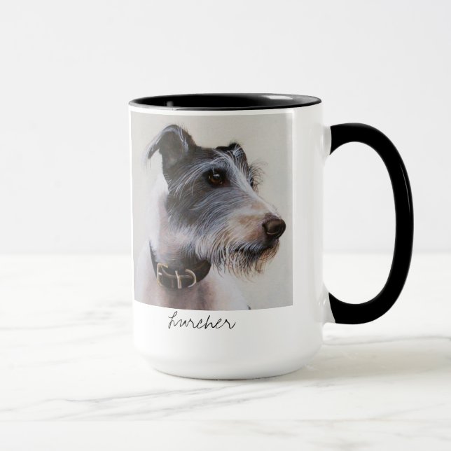 Cão do Lurcher na caneca da Aquarela (Direita)
