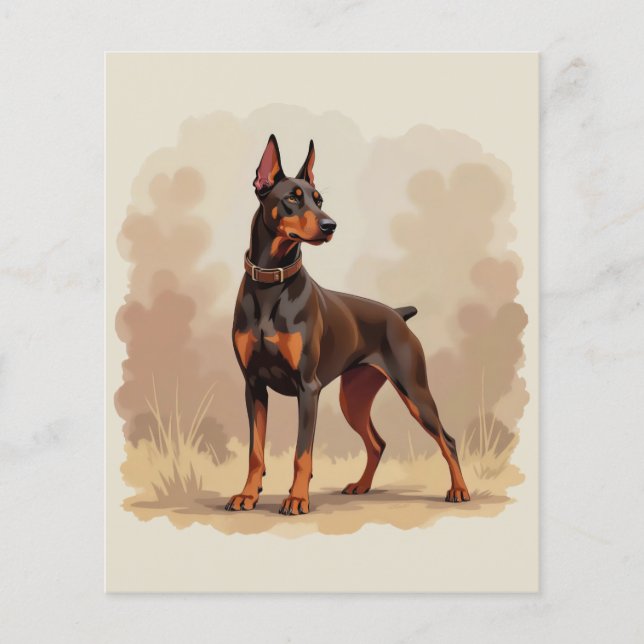 Cão Doberman Pinscher Marrom Ferrugem Vermelho (Frente)