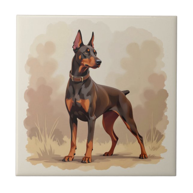 Cão Doberman Pinscher Marrom Ferrugem Vermelho (Frente)