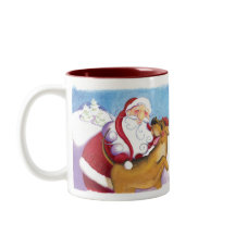 Cão e caneca do papai noel