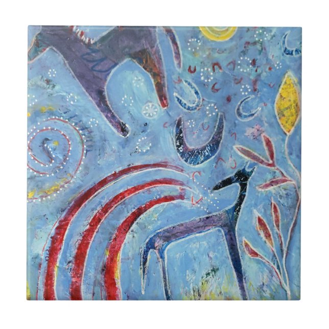 Cão e pônei, de cor azul (Frente)