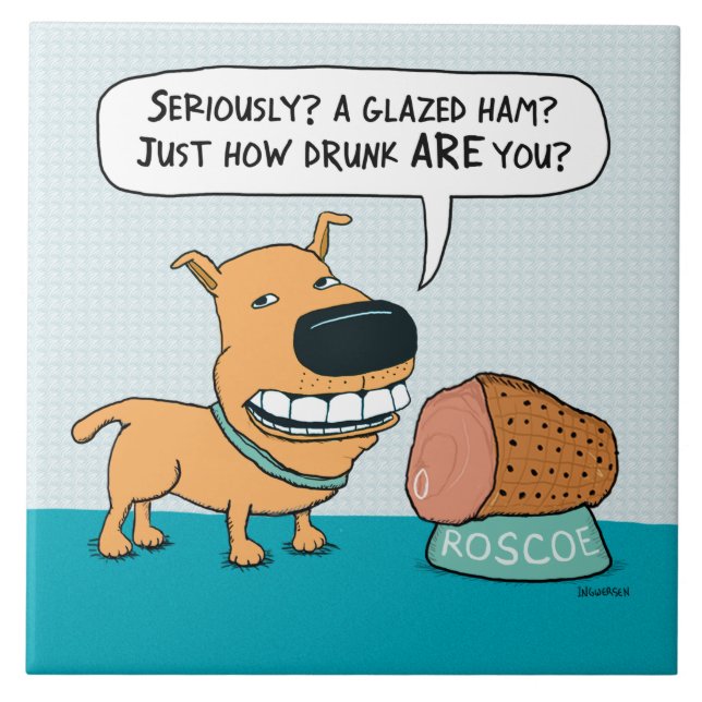 Cão engraçado com presunto vitrificado (Frente)