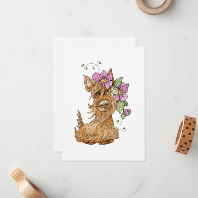Cão escocês bonito, cão escocês, cartão de anotaçã (Frente/Verso In Situ)