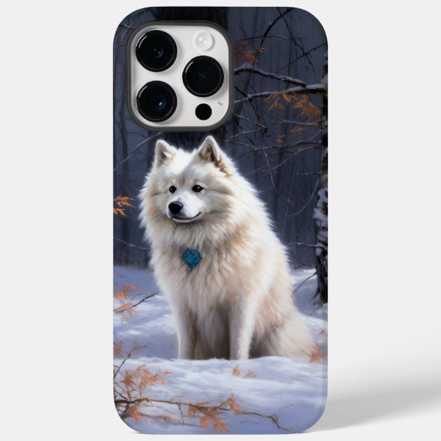 Cão Esquimó Americano Natal Neve Caindo (Verso)