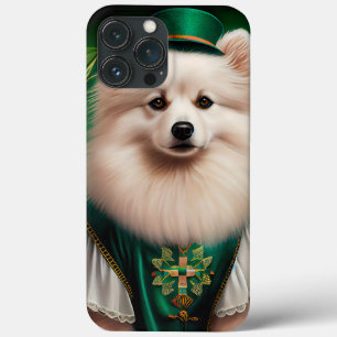 Cão Esquimó Americano vestido para o Dia de São Pa