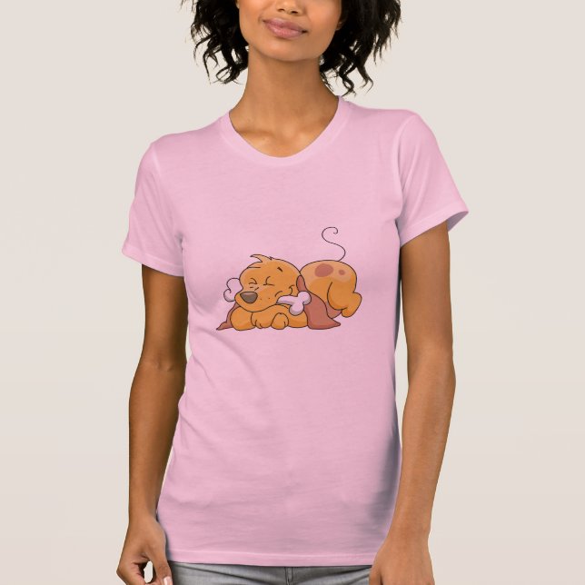 Cão feliz com camiseta e presentes do osso (Frente)