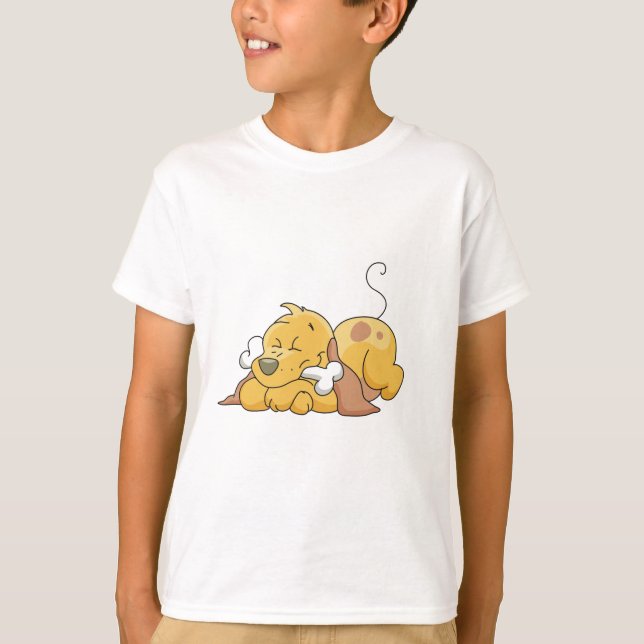 Cão feliz com camiseta e presentes do osso (Frente)