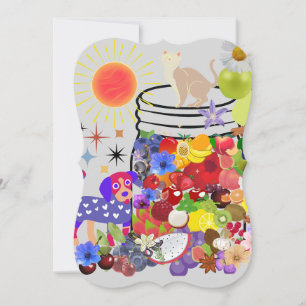 cão, gato, frutas e flores