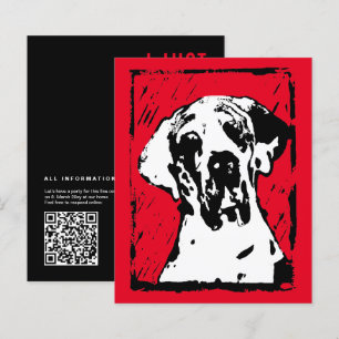 Cão Great Dane anunciando cartões