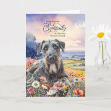 Cão Irish Wolfhound com cartão de simpatia de anim