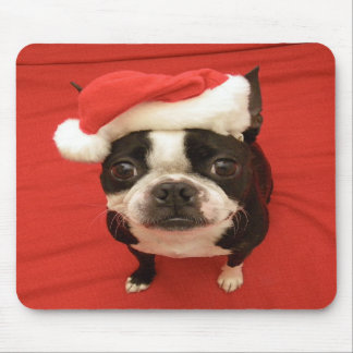 Cão Mousepad de Boston Terrier Papai Noel