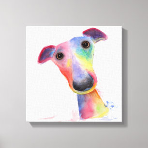 Cão Nosey "Hank" Whippet/impressão canvas do gal
