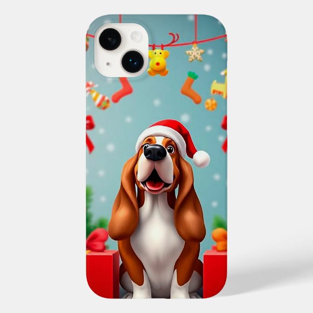 Cão papai noel bonito (Verso)