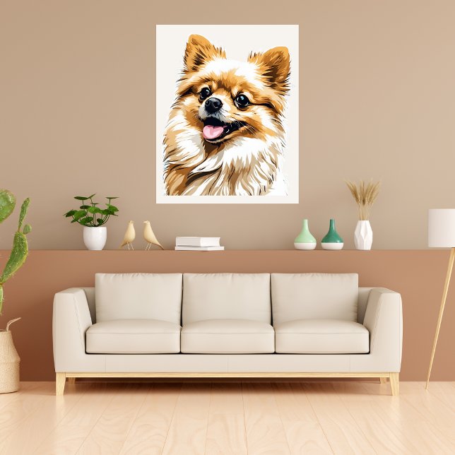 Cão Pomeraniano Pop Art Poster (Dog Pomeranian Pop Art Poster)