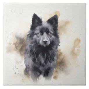 Cão Schipperke Preto, arte de animal de estimação