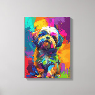 Cão Shih Tzu Colorido Vivo da Poster de Canvas Per