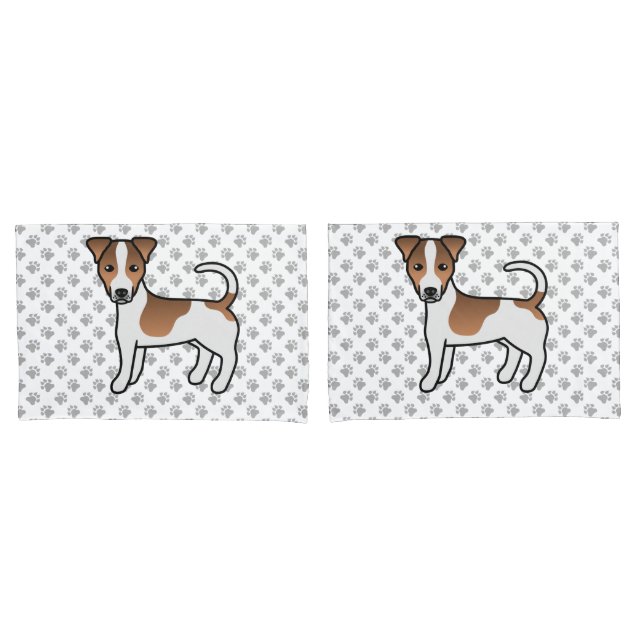 Cão Terrier Jack Russell de pelo liso branco e beg (Frente - conjunto)