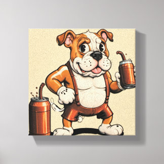 Cão-Touro Inglês com Tela de Canvas de Soda