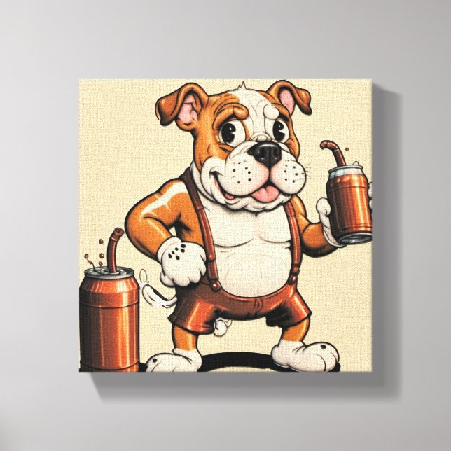 Cão-Touro Inglês com Tela de Canvas de Soda (Frente)