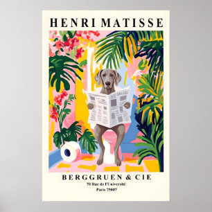 Cão Weimaraner numa Impressão de Arte de Banheiro 