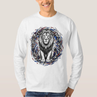 Caos Majestoso: A Camiseta Leão de Arte Esboçada