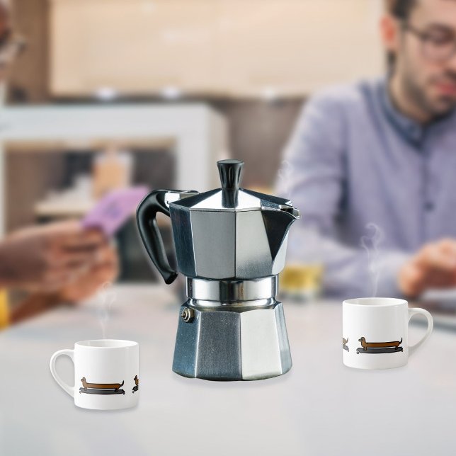 Cãozinho-dachshund espresso caneca (Enjoy a cup with a friend)
