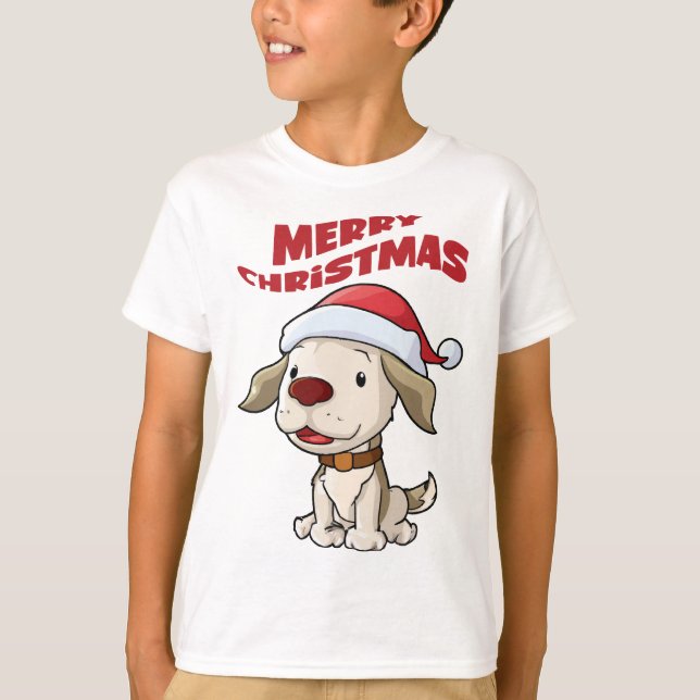 Cãozinho Feliz Camisa de Natal (Frente)