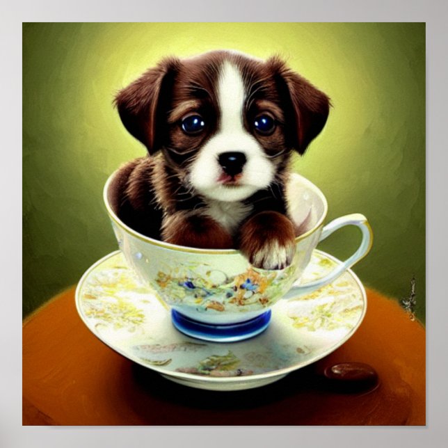 Cãozinho num Poster de Teacup (Frente)
