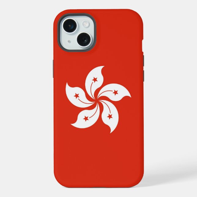 Capa Apple iPhone 15 Plus, bandeira de Hong Kong (Verso)