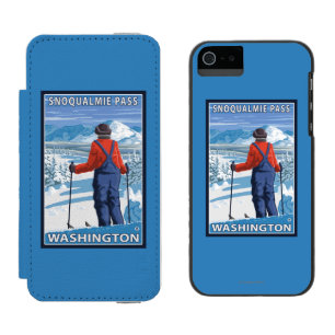 Capa Carteira Incipio Watson™ Para iPhone 5 Admiração do esquiador - passagem de Snoqualmie,