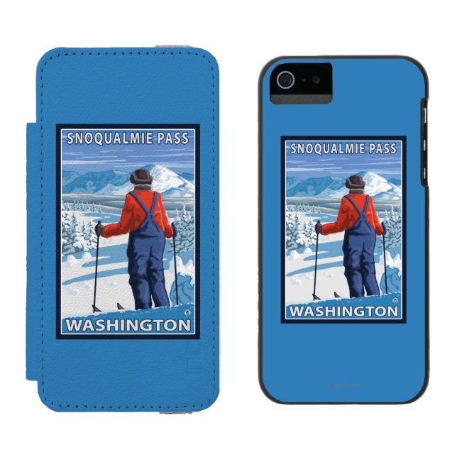 Capa Carteira Para iPhone, Incipio Admiração do esquiador - passagem de Snoqualmie, (Lado a lado)