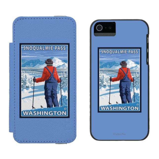 Capa Carteira Para iPhone, Incipio Admiração do esquiador - passagem de Snoqualmie, (Lado a lado)