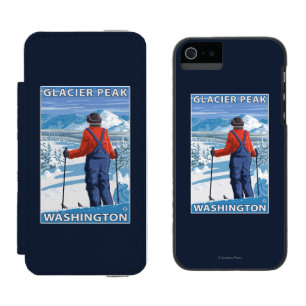 Capa Carteira Incipio Watson™ Para iPhone 5 Admiração do esquiador - pico da geleira,