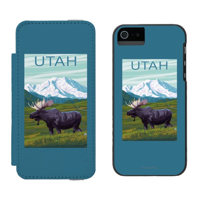 Capa Carteira Para iPhone, Incipio Alces com MountainUtah (Lado a lado)