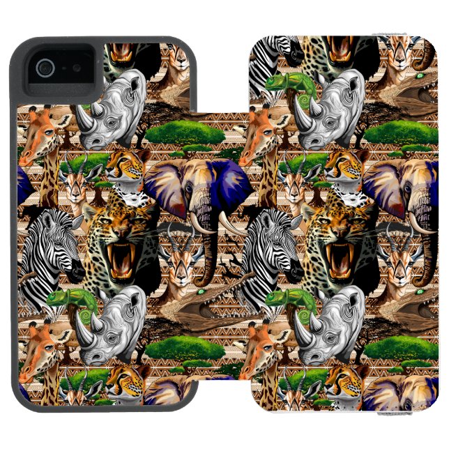 Capa Carteira Para iPhone, Incipio Animais Selvagens da savana africana (Fólio aberto)