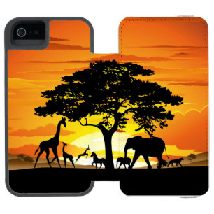 Capa Carteira Incipio Watson™ Para iPhone 5 Animais Selvagens no Sunset da savana africana