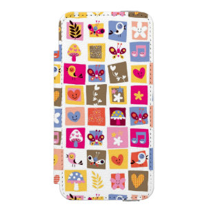 Capa Carteira Incipio Watson™ Para iPhone 5 as flores bonitos, pássaros, corações esquadram o