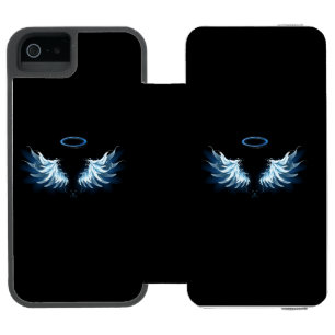 Capa Carteira Incipio Watson™ Para iPhone 5 Asas Anjos Azuis Brilhantes em fundo preto