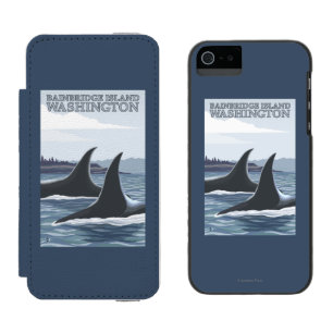 Capa Carteira Incipio Watson™ Para iPhone 5 Baleias #1 da orca - ilha de Bainbridge,