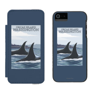 Capa Carteira Incipio Watson™ Para iPhone 5 Baleias #1 da orca - orcas ilha, Washington