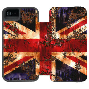 Capa Carteira Incipio Watson™ Para iPhone 5 Bandeira do Reino Unido Patriótica Enferrujada