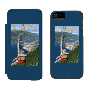 Capa Carteira Incipio Watson™ Para iPhone 5 Bonde sobre poster das viagens vintage de Juneau,