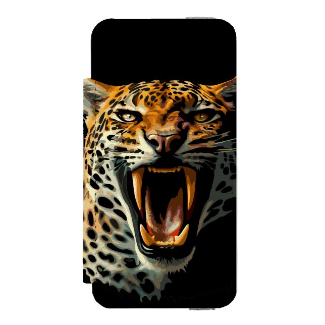 Capa Carteira Para iPhone, Incipio Cabeça de ataque com picos-leopardo (Frente do fólio)