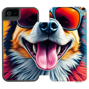 Capa Carteira Incipio Watson™ Para iPhone 5 Cachorro Colorido com Óculos de Sol