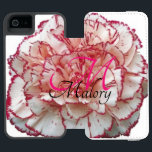Capa Carteira Incipio Watson™ Para iPhone 5 Caixa de Wallet do iPhone 6 Flor Cor-de-Rosa e Bra<br><div class="desc">Monograma de Flores Brancas e Rosa,  Maleta de iPhone da Apple com seu nome!</div>