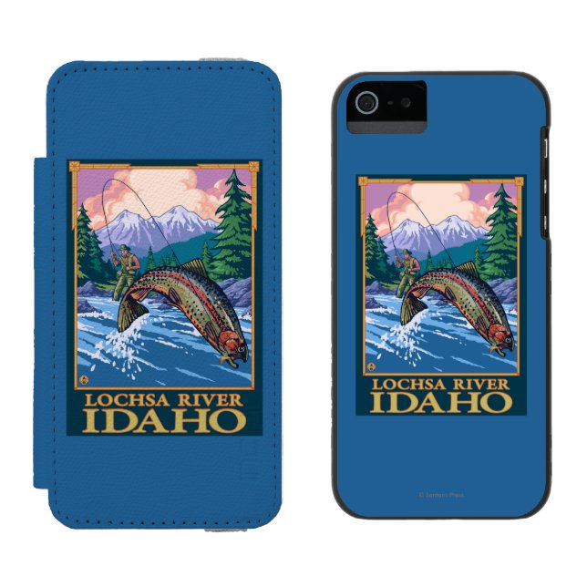 Capa Carteira Para iPhone, Incipio Cena da pesca com mosca - rio de Lochsa, Idaho (Lado a lado)