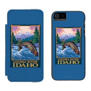 Capa Carteira Incipio Watson™ Para iPhone 5 Cena da pesca com mosca - rio de Lochsa, Idaho