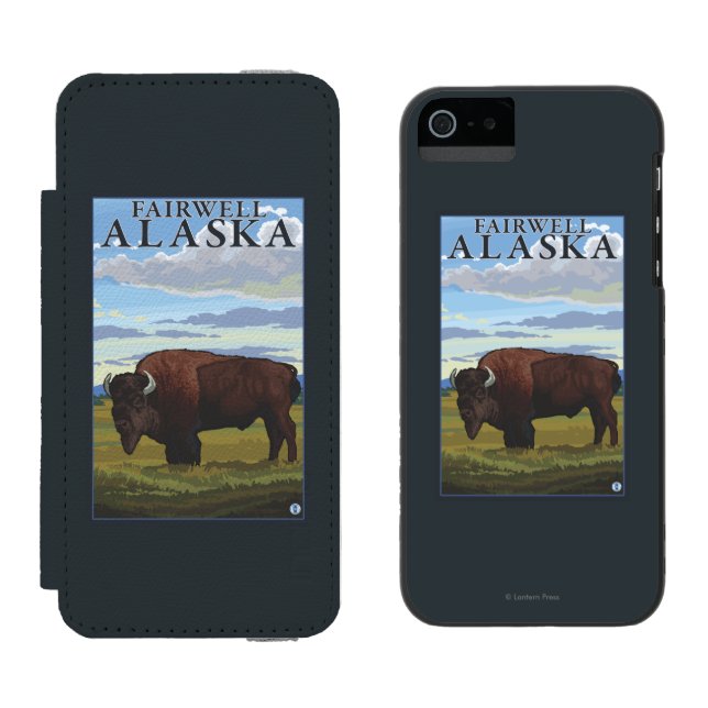 Capa Carteira Para iPhone, Incipio Cena do bisonte - Fairwell, Alaska (Lado a lado)