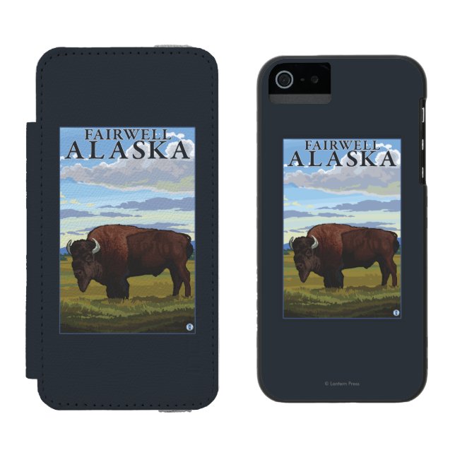 Capa Carteira Para iPhone, Incipio Cena do bisonte - Fairwell, Alaska (Lado a lado)
