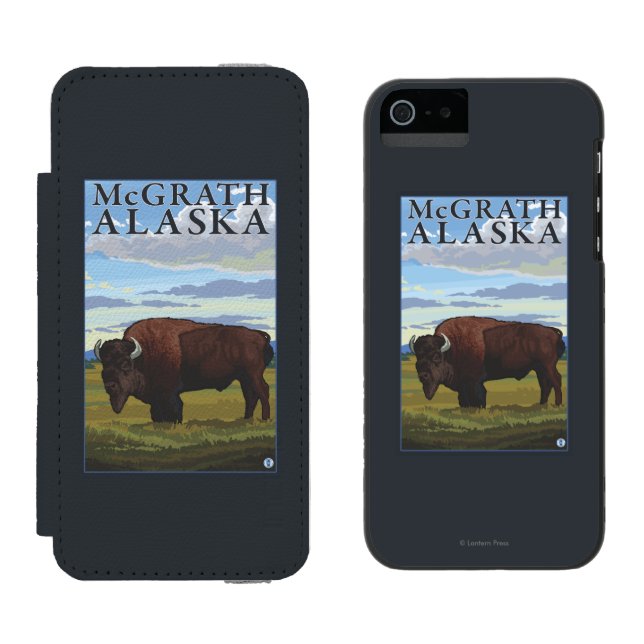 Capa Carteira Para iPhone, Incipio Cena do bisonte - McGrath, Alaska (Lado a lado)